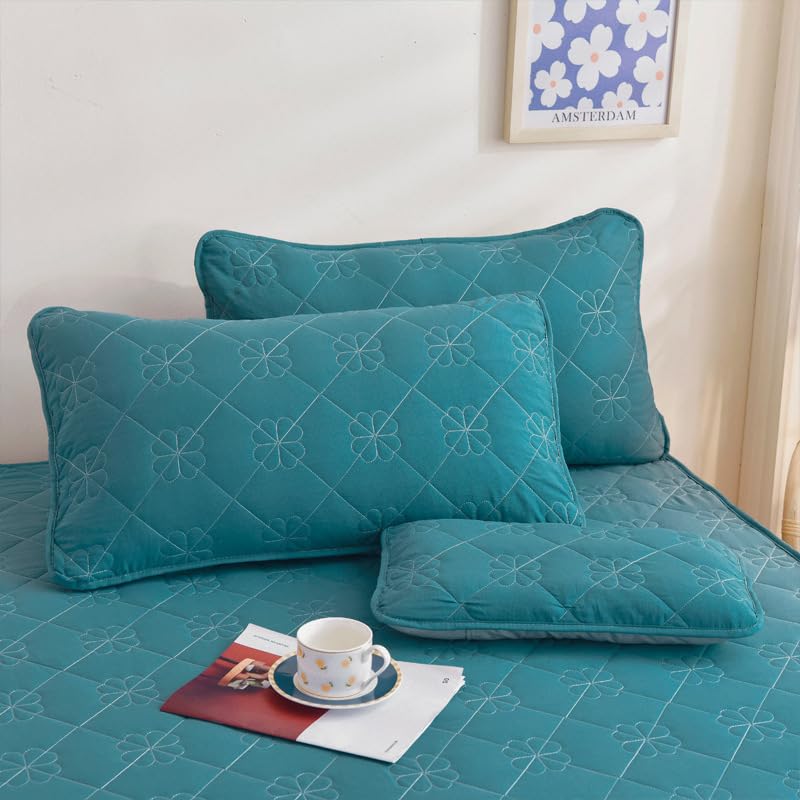 3 federe per cuscino in cotone classico e senza tempo, colore puro semplice, con qualsiasi letto brillante, 48 x 74 cm (blu
