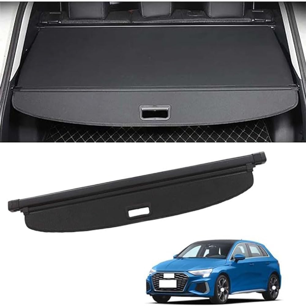 Ausziehbar Kofferraumabdeckung Rollo für Audi A3 Sportback (8Y) Hatchback 2021,Kofferraum Schutz Abdeckung Versenkbares Sicherheits Abschirmungs-Organizer Auto-Regale-Zubehö