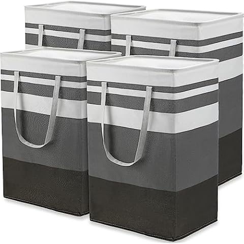 Eccliy 4 Pcs 100 L Large Laundry Basket Waterproof Freestanding Laundry Hamper Clothes Hamper Collapsible Laundry Baskets with Extended Handles for Clothes Towels Dorm Laundry (gradient Grey) Cover