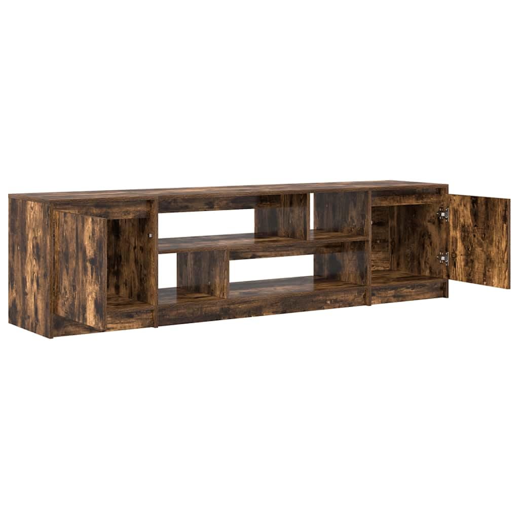 Mobile TV in legno di rovere affumicato, 188,5 x 41 x 50 cm, con ampio spazio portaoggetti, pratiche porte, moderno mobile basso per soggiorno, camera da letto, home theater e gaming