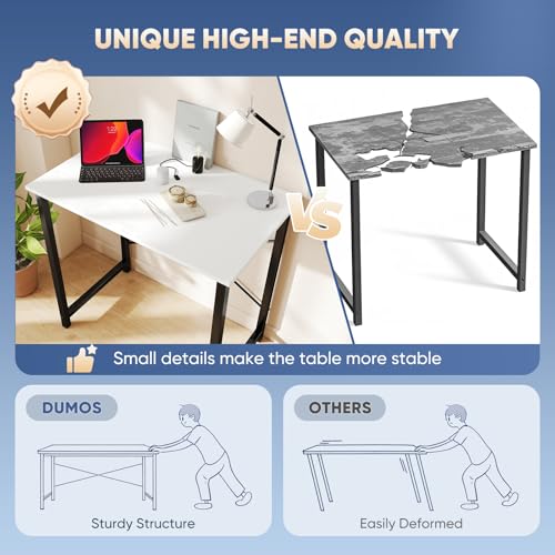 Image of DUMOS 32 Inch Small Computer Desk for Home Office, Modern Study Work Table Simple Style for Bedroom, Writing Desks with X-Shaped ReInchforcement, Black