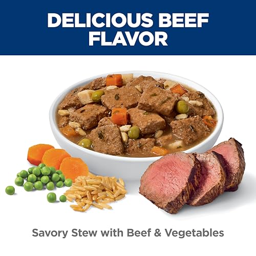 Hill's Science Diet Adult 7+, Senior Premium Nutrition, Wet Dog Food, Beef & Vegetables Stew, 12.8 oz Can, Case of 12 image 8