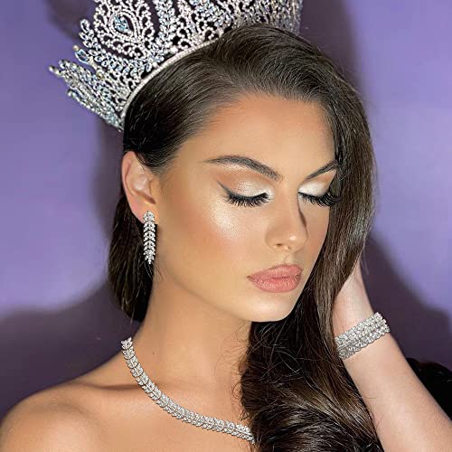 Jorsnovs Luxury Cz Leaves-Shaped 4 Pcs Dubai Bridal Jewelry Set For Wedding Women Zircon Necklace Dangle Earrings Bracelet Ring Set #TOP2