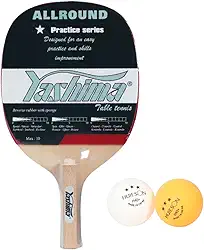 Raquete Ping Pong Empunhadura Caneta Tênis de Mesa com Borracha + 02 Bolas Oficiais 3 Estrelas Huieson