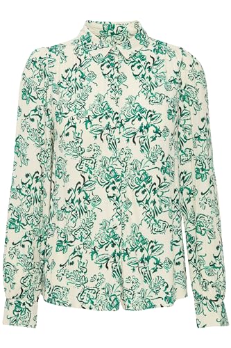Atelier Rêve IRNOELLA SH7 Damen Longsleeve Shirt Hemdkragen 51% Viskose (LENZING(TM) ECOVERO(TM)), 49% Viskose Regular fit, Größe:34, Farbe:Pepper Green Flower (202557)