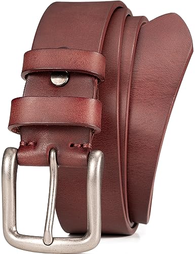 Image of WOLFANT Full Grain Leather Belt for Men,1.5 inch Italian Real Solid Leather | All-Day Comfy Durable Leather Belt for Casual, Work and Daily Wear
