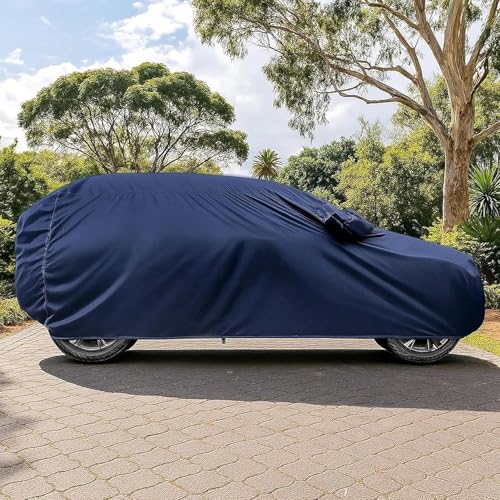 Image of RSP AARVIK Waterproof Car Body Cover Compatible with Mirror for Maruti Suzuki 800 with Long Lasting Durable Material Triple Stitched Elastic (2006-2025) Year Models (Navy Blue)