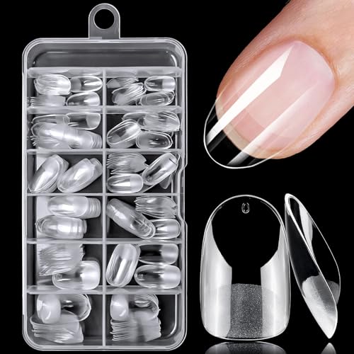 240pc Short Oval Nail Tips Clear Fake Nails Press on Soft Gel Nail Tips