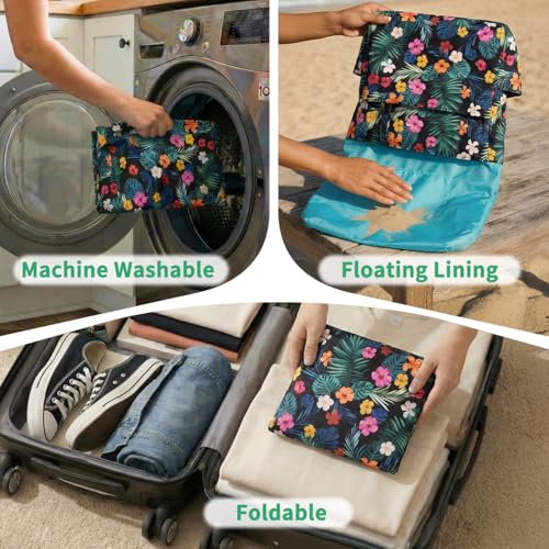 Image of Kasqo Beach Tote Bag for Women, 22L Waterproof Sandproof Medium Packable Travel Bag with Zipper for Pool Gym Shopping