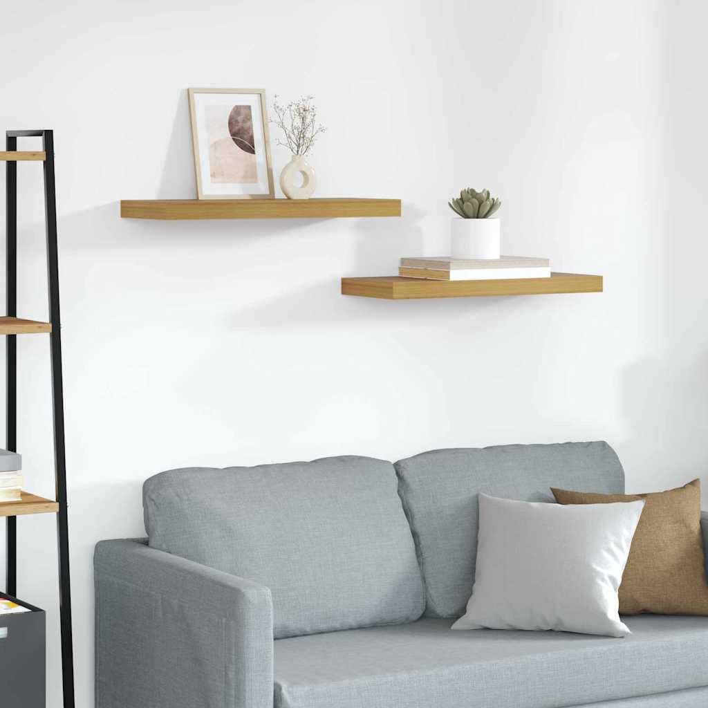 Étagère flottante 60 cm lot de 2 étagères murales bois beige salon