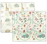 Krabbelmatte Baby Große, Spielmatte Baby Faltbar 180x200x1 cm, Wasserdichte & Rutschfeste Babymatte mit Tragetasche, Doppelseitige Faltbare Spielmatte, Baby matte für Baby & Kinder