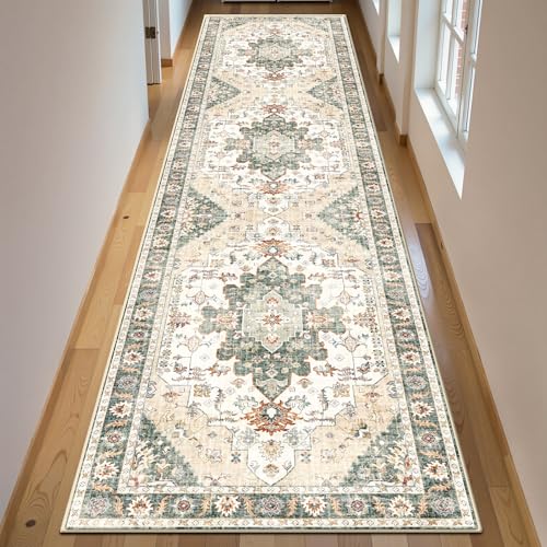 Rug Runners for Hallways Non Slip 2x8, Kitchen Rugs with Rubber Backing, Washable Vintage, Boho Area Rug for Living Room, Low Pile Distressed Rugs Carpet Runners for Bedroom, Entryway, Laundry