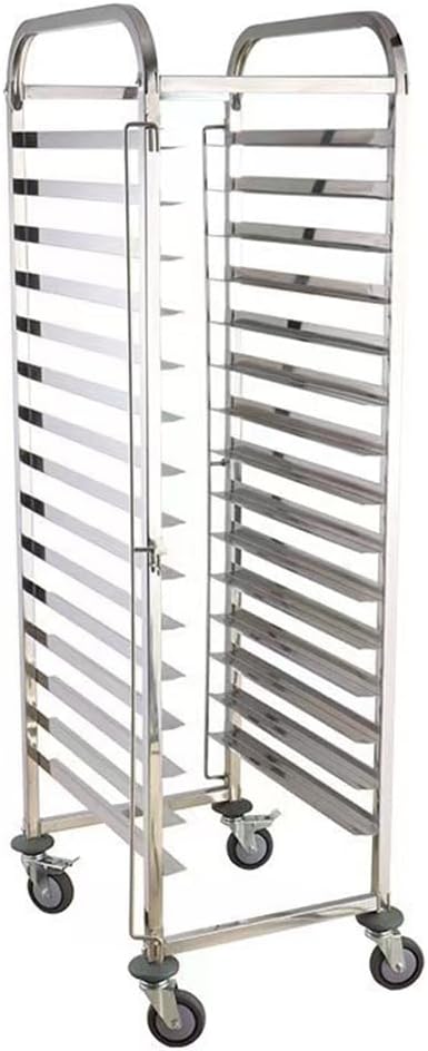 16-Tier Wheeled Bread Rack - Stainless Steel Drying Rack for Commercial Baking, 2 Column 15 Layers, Ideal for Bakeries & Restaurants, Heavy-Duty Construction,2 Column,15 Layers