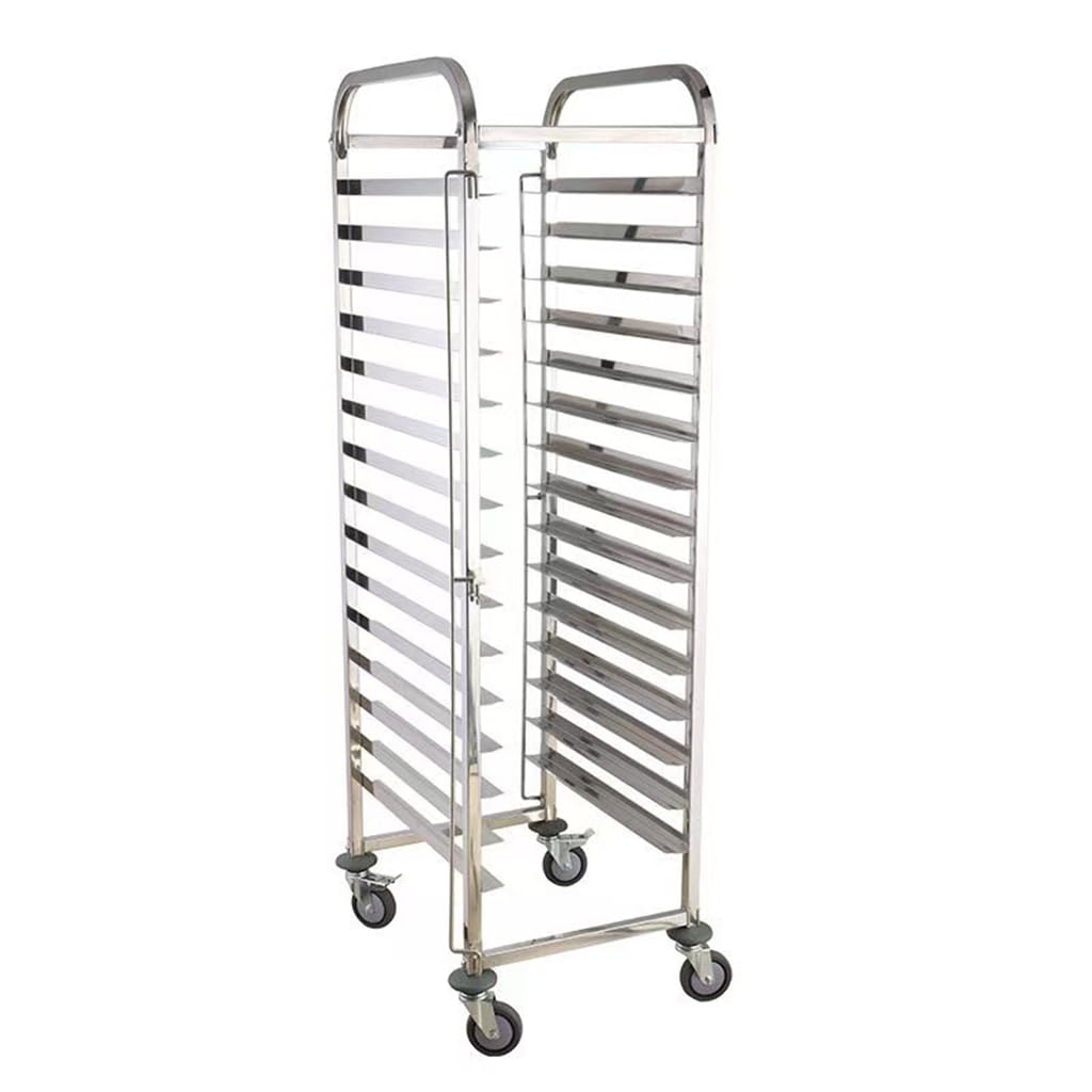 Scaffale per Il Pane a 16 Ripiani con Ruote - Scaffale di Essiccazione Professionale in Acciaio Inox, 2 colonne, 15 Ripiani, Adatto a panifici e ristoranti, Struttura Robusta, 2 colonne, 15