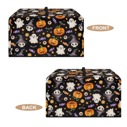Image of Convection Oven Cover for Halloween Decor Smart Microwave Oven Cover for Countertop, L, 20.9 x 15.7 x 12.4 Inches, Cute Ghost Pumpkin Black