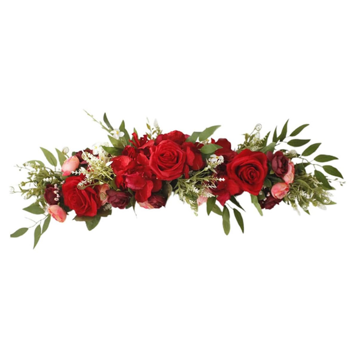 Hochzeitsbogenblumen, 25,5 -Zoll -künstliche Rosenblume Blumen -Swag Tischdekor, Bogenblumen für Hochzeitszeremonie Home Dekoration (rot)