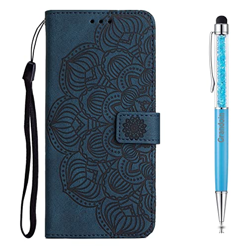 Custodia per Xiaomi Redmi 9T Cover 9T Libro Modello di Mandala Flip Magnetica Portafoglio Flip Case Antiurto Slot per Schede Supporto tpu blu pelle