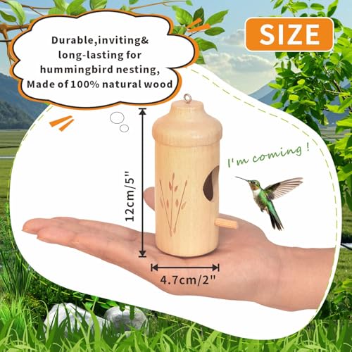 image for OROGHT Hummingbird House - Natural Wooden Hummingbird Houses for Outsi