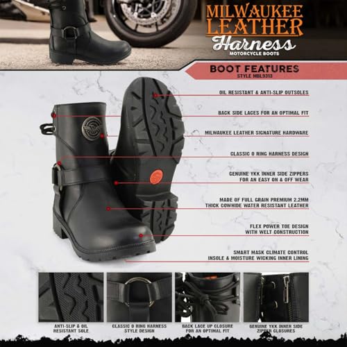 Image of Milwaukee Leather Women's Premium Leather Motorcycle Harness Boots Collection MBL - 6