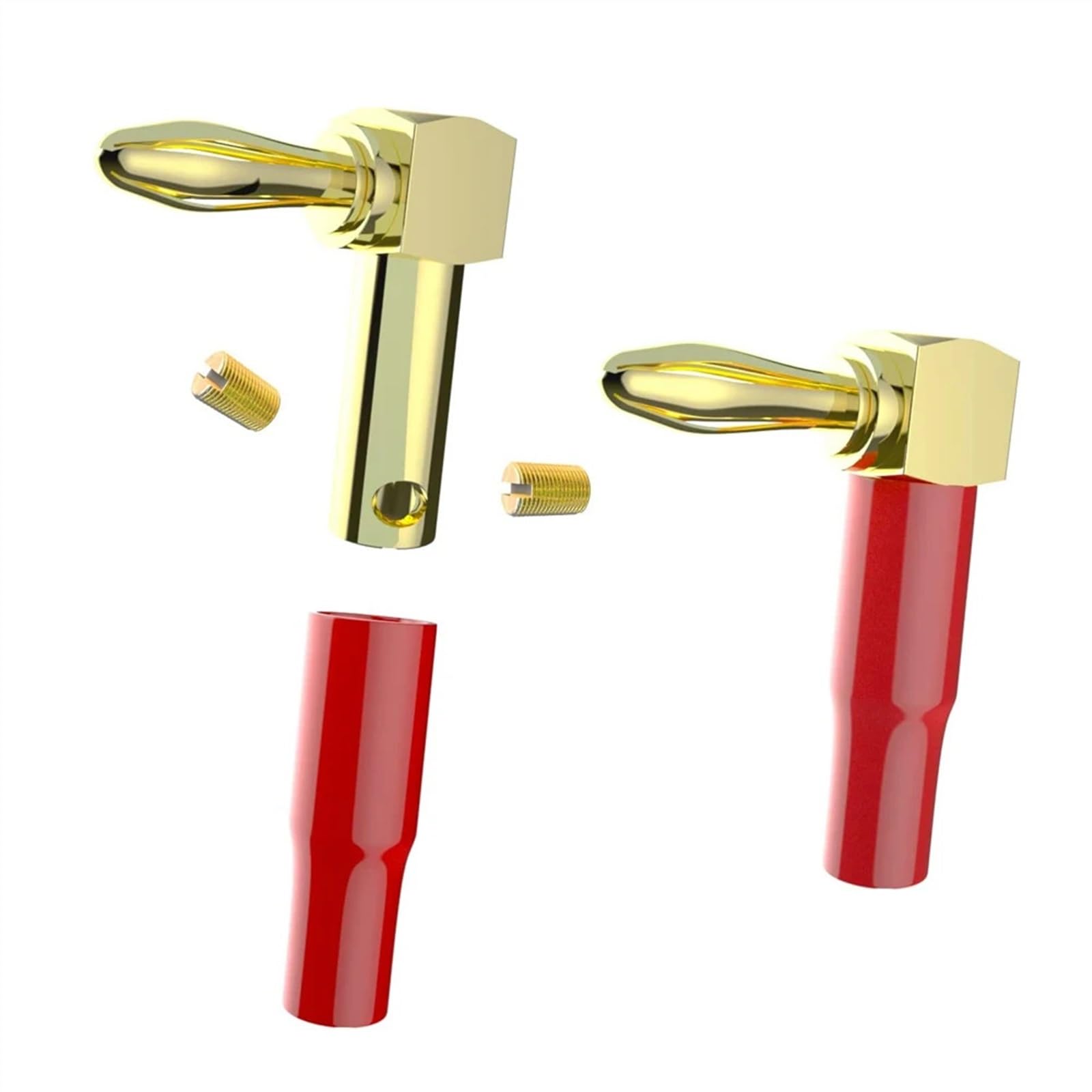 Connecteur Banane plaqué Or 24K, 10 pièces (5 Paires), fiche Banane à 90 degrés