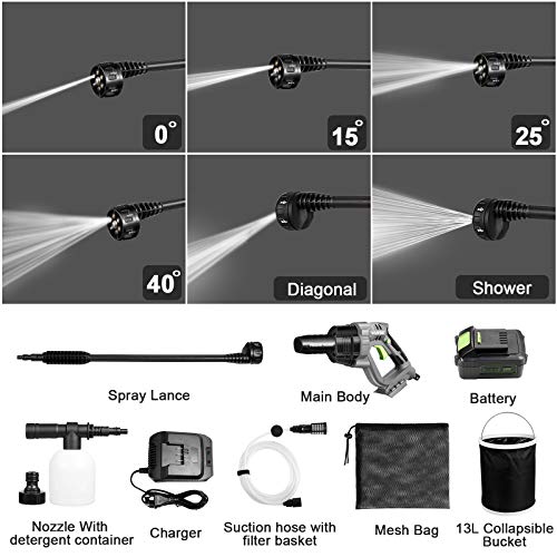 Cordless Pressure Washer, 20V 4.0Ah Max 380 PSI VARSK Portable Pressure Washer, Battery and Charger Included, Suitable for Washing Cars, Watering Flowers, Cleaning Floors, etc. VAR-910