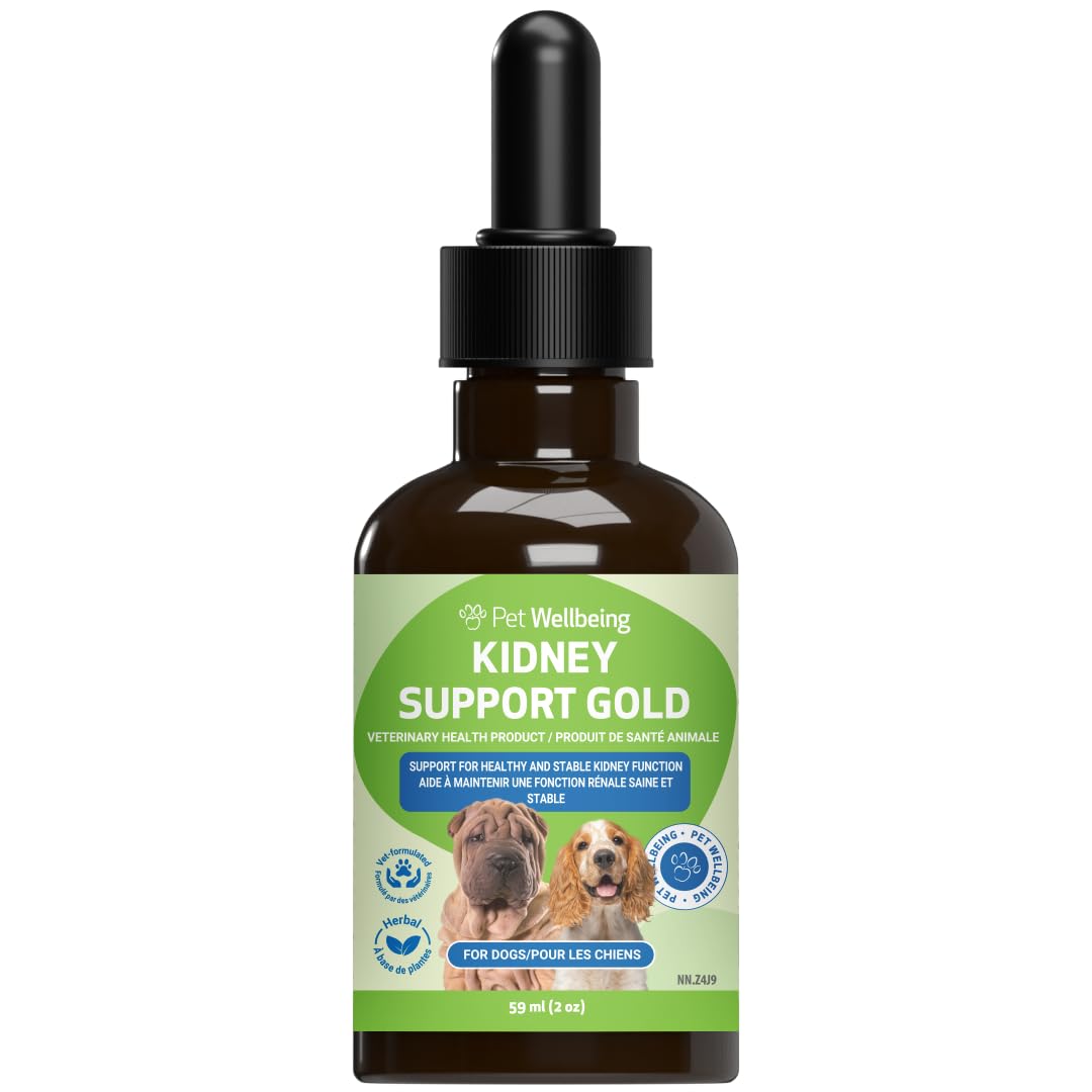 Pet Wellbeing Kidney Support Gold for Dogs - Supports Healthy Kidney Function, Fluid Balance, Energy Levels, Rehmannia, Dong Quai - Herbal Supplement 2 oz (59 ml)