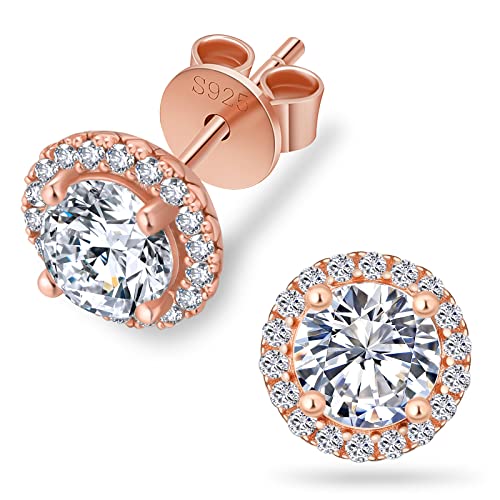 KRKC Moissanite Stud Earrings for Women, 0.5ct-2ct Lab Created Diamond Earring with 14K White Gold Plated S925 Sterling Silver Gift for Girlfriend, Wife