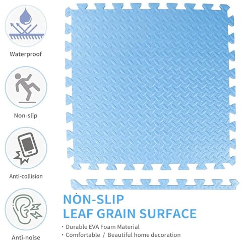 Image of SIGNATRON Puzzle Flooring || Kids Interlocking Play mat || Shops Mat || House Flooring || Play mats for Kids || 12 MM Thick (18 Tiles - 72 Square Feet, Navy Blue - Grey)