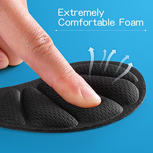 Image of Adhesive Back of Heel Cushion Pads, Heel Grips Inserts for Too Big Loose Shoes, Heel Guards Liners for Women Men, 4pcs-Black+4pcs-Black