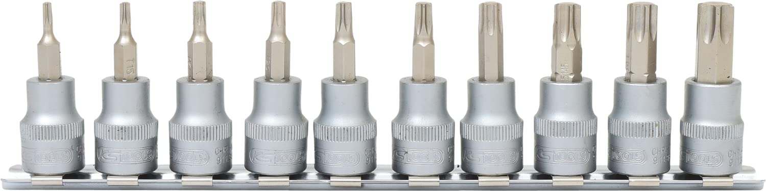 Juego de bits Torx KS Tools 911.3935 de 3/8 pulgadas con adaptador de 10 piezas para taller