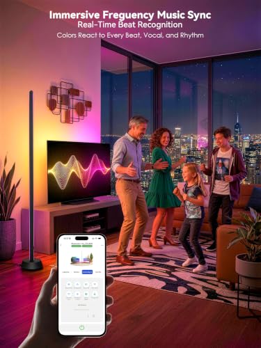 Image of GLOWRIUM Smart RGBY+IC Corner Floor Lamp Compatible with Alexa, APP and Remote | Color Changing Standing Lamp, Music Sync, 16 Million Colors, 63+ Scenes,2000-7500K, Floor Lamp for Living Room Bedroom Gaming