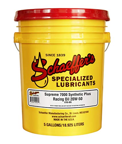 Schaeffer Manufacturing Co. 0705-005 Supreme 7000 Synthetic Plus Racing Engine Oil 20W-50, 5-Gal Pail