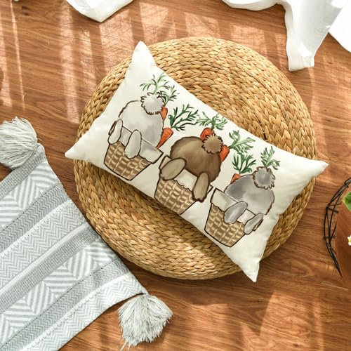 Avoin Colorlife PILLOWCOVER-EASTER-3050-014 Easter Bunny Carrot Throw Pillow Cover thumb #3