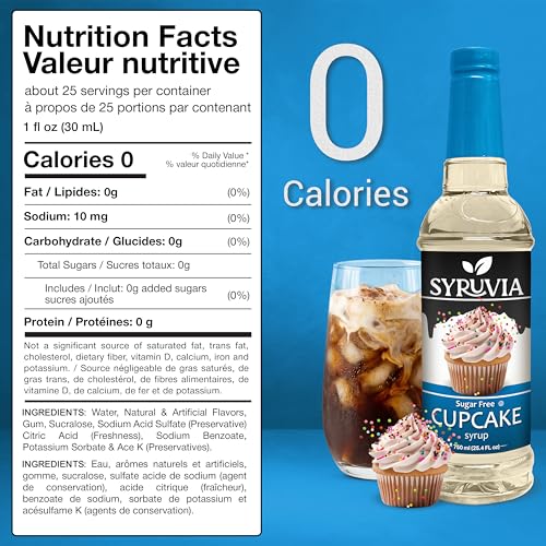 Syruvia Sugar-Free Butter Pecan & Cupcake Coffee Syrup - 25.4 fl oz Premium Coffee Flavoring Syrup. 0 Calories, Kosher and Gluten-Free. Perfect for Drinks, Sodas, Shakes, Desserts, & More. - image 3