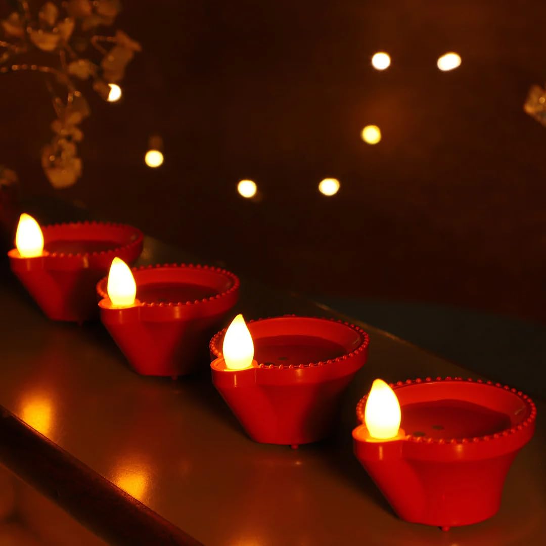 BONZELLA 24 Pcs Water Sensor Diya Lights Electric Flameless & Smokeless LED Diyas | Eco-Friendly Led Diya Candle Warm Ambient Lights for Home Decor, Diwali Festivals Decoration, Christmas, New Year 3