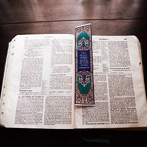 Don't Be Anxious, Woven Fabric Christian Bookmark, Silky Soft 1 Peter 5:7 Flexible Bookmarker For Novels Books And Bibles, Traditional Turkish Woven Design, Memory Verse Gift #TOP3