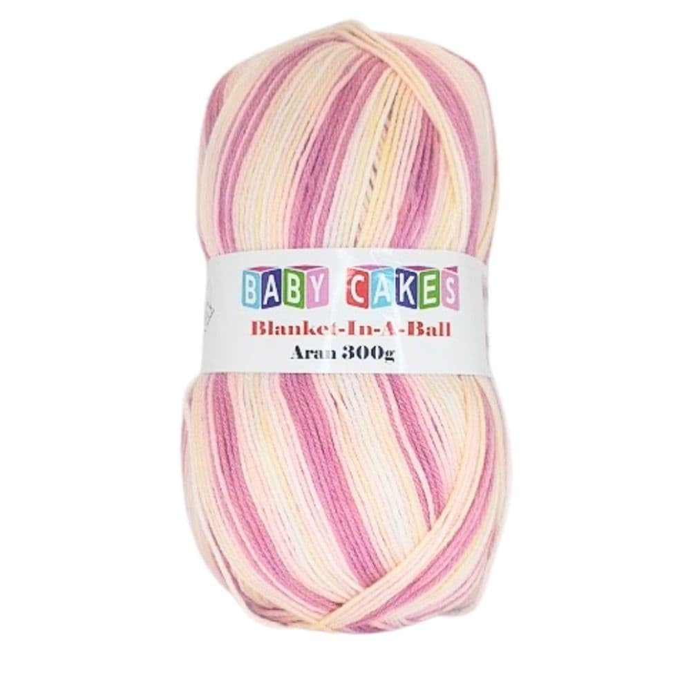 WoolCraft Baby Cakes Blanket in a Ball Aran Knitting & Crochet Yarn, Available in a Selection of Variegated Colours, 100% Acrylic, 636 Metres, 300g Balls, Pack of 10, Sherbert