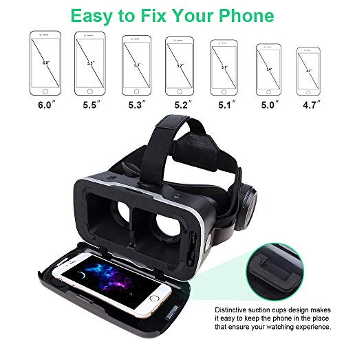 Pansonite Vr Headset with Remote Controller[New Version], 3D Glasses Virtual Reality Headset for VR Games 