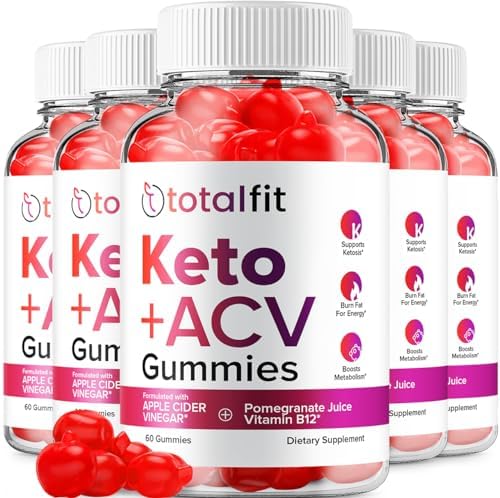(5 Pack) Total Fit Keto ACV Gummies – Official – Keto TotalFit ACV Advanced Formula Shark Plus Tank Apple Cider Vinegar Dietary Supplement B12 Beet Root Juice Men Women (300 Gummies)