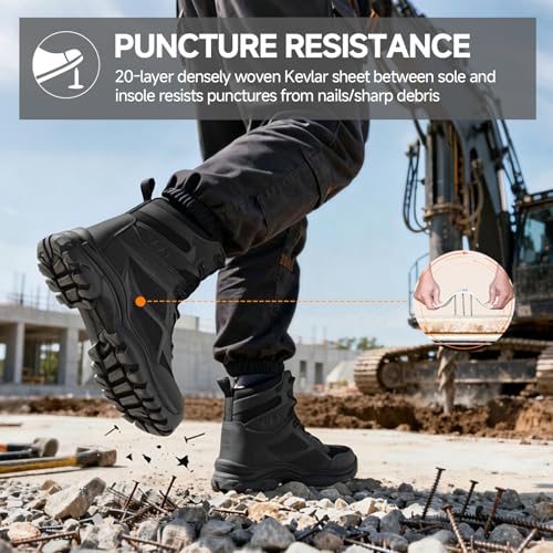 Steel Toe Boots for Men Work Boots for Men Breathable High Top Work Shoes Lightweight Indestructible Safety Shoes Industry Construction Safety Footwear - Image 4
