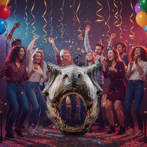Image of Colingmill Dino Themed Photo Backdrop 59 inch Dinosaur Head Photos Frame Inflatable Balloon Decorations Hanging Dinosaur Photo Booth Props for Dino Party Decorations Jungle Safari Birthday Party Supplies