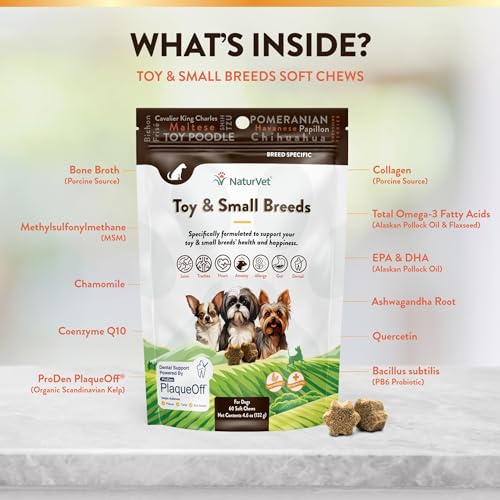 NaturVet Small Breeds Supplement- for Joint Support, Digestion, Skin, Coat Care- Dog Multivitamins with Minerals, Omega-3, PlaqueOff- Wheat-Free Vitamins for Dogs- Toy and Small Breeds- 60 Soft Chews - Thumbnail 3