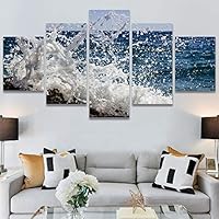 SIGNWIN 5 Panel Canvas Wall Art Modern Art Beach Coastal Multicolor Photography Relax/Calm Tropical for Home Decorations Ready to Hang - 60