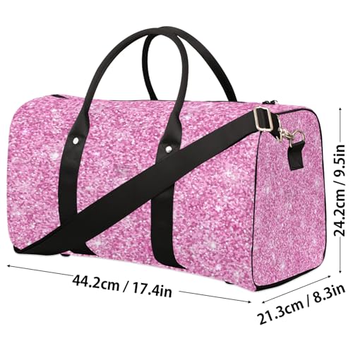 Pink Glitters Print Travel Duffle Bag for Women Men, Carry On Overnight Bag, Weekend Travel Duffel Tote Bags for Trips Sport Hospital4