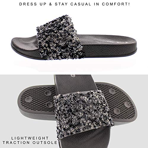 ONDA Women's Sanaa Shiny Metallic Pool Slide Platform Flat Sandal with Contoured Comfort Footbed - Image 4