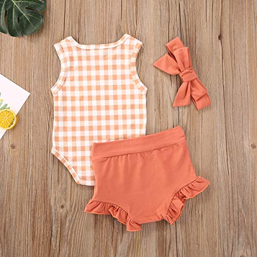 Gulirifei Newborn Baby Girls Floral Bloomers Shorts Infants Girls Knit Short Short Sleeve Romper Tops Summer Clothes (A-Brick Red, 0-6 Months) #TOP5