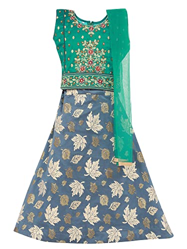 Image of Readymade Indian Ethnic Kids Skirt Top with Embroidery & Zip Closer