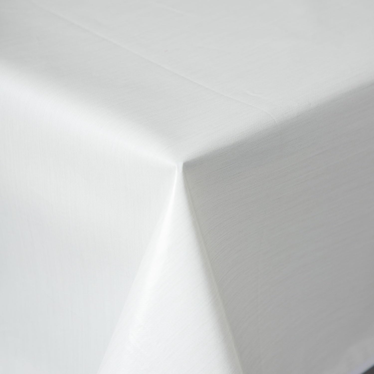 Texpot Lines White Oilcloth 140 X 180 Cm Oval With Lines Washable With Hem Polyester Garden Tablecloth
