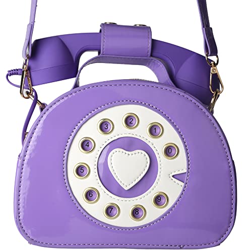 Image of QiMing Retro dial telephone Crossbody Shoulder Bag,Pu Movable microphone Purse for Women
