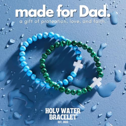 Holy Water Inspirational Stretch Bracelet For Men Real Lava Rock Beads 2 Colors3